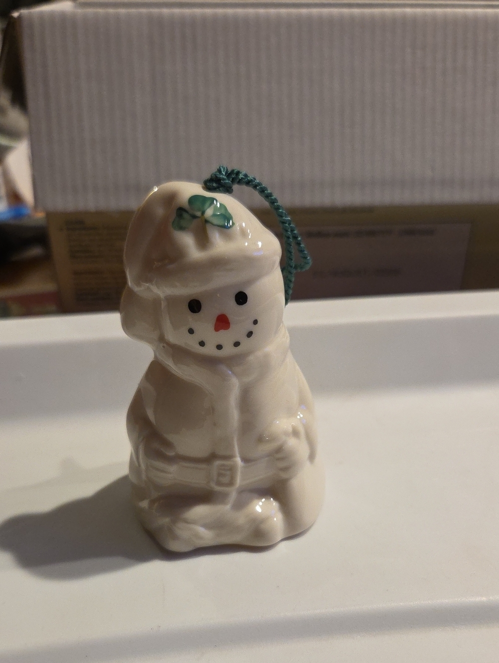 Belleek Irish Parian China Christmas Ornament Bell Santa Snowman Vintage